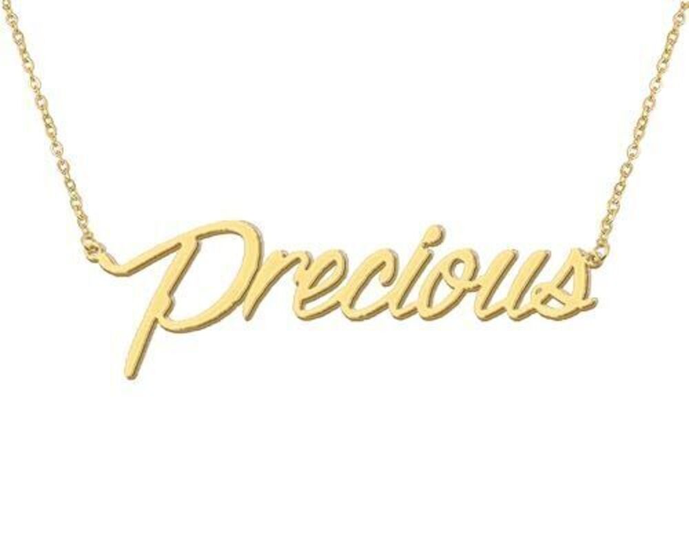3939 Precious Charm Name Necklace 18k Gold Plated Message Word Stainless